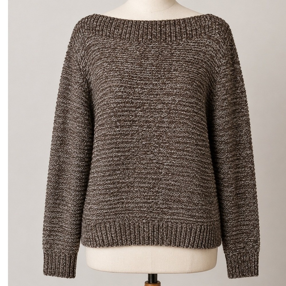 Croft & Barrow XL Brown Marled Knit Sweater | Boat Neck| Cozy Casual Fall Winter